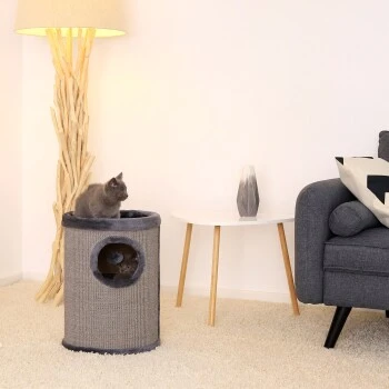 Lionto 50cm Kratztonne Mit Sisal Kratzturm Grau 4 Lionto 50cm Kratztonne Mit Sisal Kratzturm Grau – Bild 2