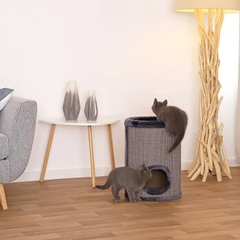 Lionto 50cm Kratztonne Mit Sisal Kratzturm Grau 5 Lionto 50cm Kratztonne Mit Sisal Kratzturm Grau – Bild 3