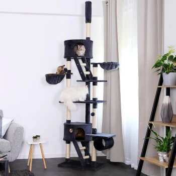 Lionto Kratzbaum XXL, Höhenverstellbar (230 - 250 Cm) Dunkelgrau 4 Lionto Kratzbaum XXL, Höhenverstellbar (230 - 250 Cm) Dunkelgrau – Bild 2