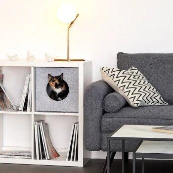 Lionto Katzenhöhle Aus Filz, Regalhöhle Hellgrau 4 Lionto Katzenhöhle Aus Filz, Regalhöhle Hellgrau – Bild 2