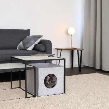 Lionto Katzenhöhle Aus Filz, Regalhöhle Hellgrau 7 Lionto Katzenhöhle Aus Filz, Regalhöhle Hellgrau – Bild 5